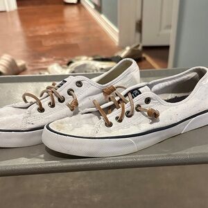 🌸$1 7 Sperry White Canvas Sneakers EUC AS IS🌸
